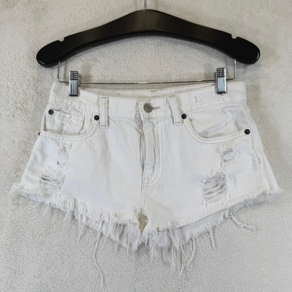 Denim & Supply Ralph Lauren White Ripped Distressed Boyfriend Cut Off Shorts 25